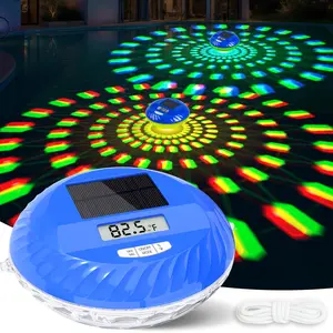 2026 Solar Pool Lights with Digital Pool Thermometer,Color Changing Floating Pool Lights that Float IP68 Waterproof,Hangable Solar Powered Floating Light for Pool lighting Wedding Party Decor-1 PC
