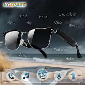 KOIPSSE AI Smart Translation Glasses, Wireless Smart Glasses – Stainless Steel Frame, Blue Light Filter & Polarized Lenses, BT5.4 TWS Hi-Fi Audio, Built in Mic & Speaker, Type-C Rechargeable Touch Control, Ideal for Office, Travel & Holiday Gift