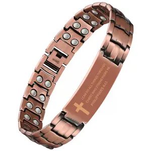 Feraco Copper Cross Bracelet for Men,Magnetic Therapy Bracelet Copper Jewelry with Powerful 3800 Gauss Magnets,charming bracelets,giftforhim summerwins