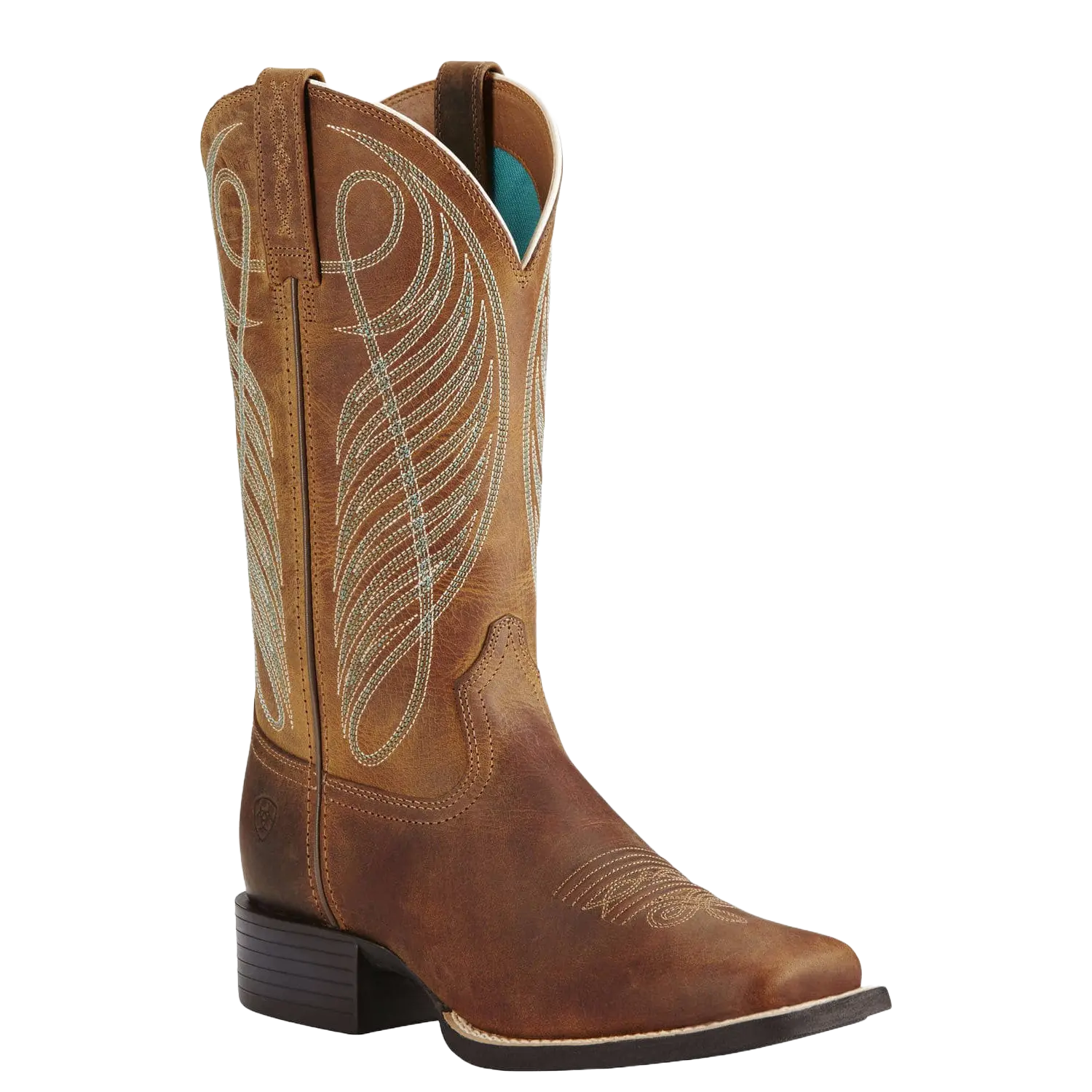 Ariat Ladies Round Up Wide Square Toe Powder Brown Boots 10018528