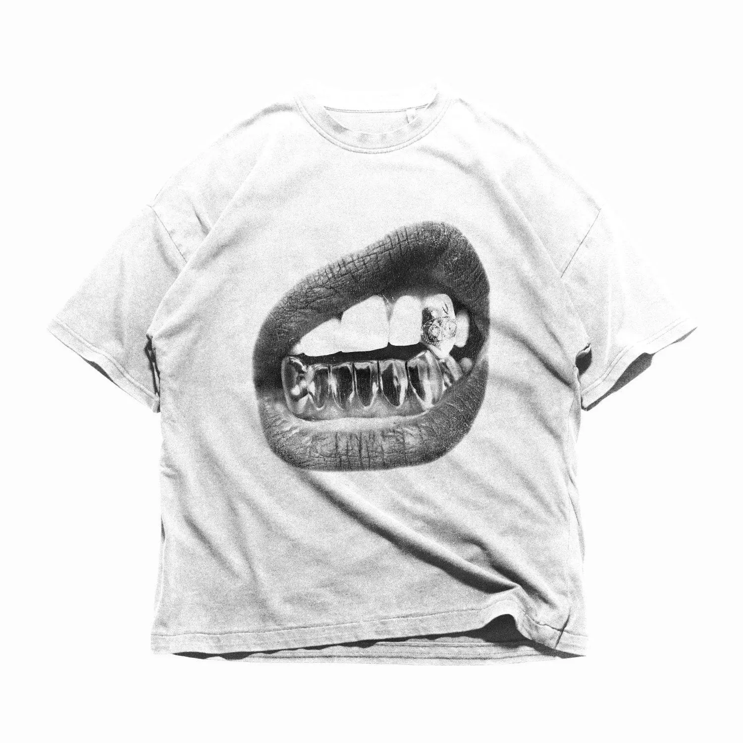 Big Lips Y2k Mouth T Shirt - Grillz White T Shirt - Unisex Y2k Shirt- Streetwear T Shirt Fashion Cotton, Full Colors, Full Sizes, For Men, For Women