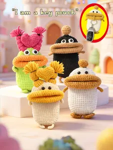 🤪 Ugly Cute Viral Crochet Key Pouch | Quirky Cartoon Plush Key Holder | Multi-Style Bag Charm for Totes/Backpacks | 2026 Trendy Aesthetic Small Accessories | Keychain For Bags |