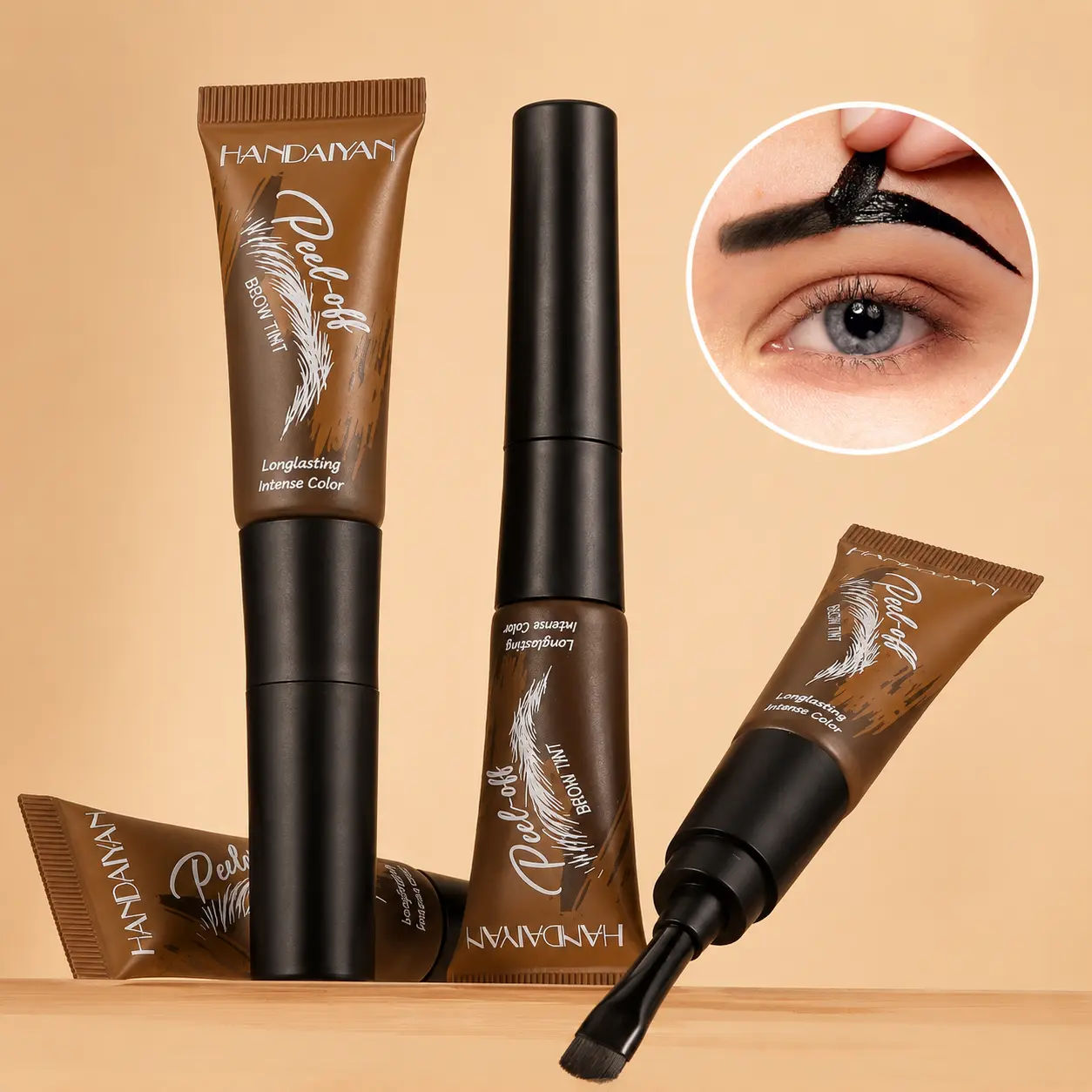 Women's 3-Color Peel-Off Eyebrow Tint Gel Paste, Flawless Daily Waterproof Smudge-Resistant Brow Tattoo Makeup, Easy-Apply Long-Lasting Natural Color Eyebrow Dye Styling Tool, Apply Then Peel, Natural Tone, Smudge-Proof