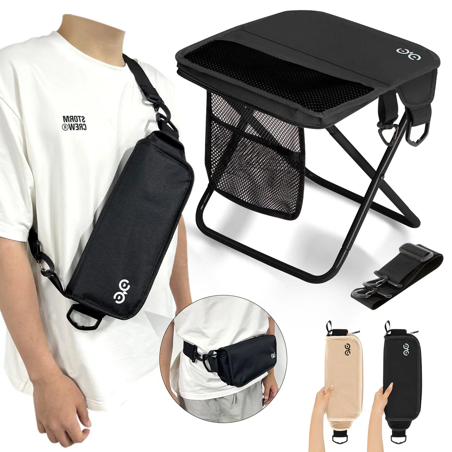 【TikTokShopSummerSale】 Sports Folding Chair, Upgraded Shoulder Strap Folding Stool, weighing only 1.5 lbs, Portable Outdoor Camping Chair with Side Bags and Shoulder Straps, Maximum Weight Capacity 400 lbs, Suitable for Hiking,tikt