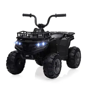 GARVEE 12V Electric Ride-On ATV for Toddlers Ages 3-8, Battery-Powered 4 Wheeler Vehicle with LED Lights, Treaded Tires, and Music in Black