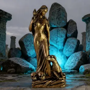 Hecate Golden Magic Witch Goddess Statue - Resin outdoor decoration, independent altar and Nature Goddess statue, Kate Cult Altar Statue decoration home Sculpture decoration, Garden Sculptures Statues Figurines