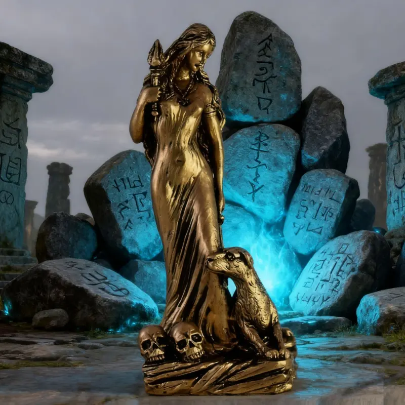 Hecate Golden Magic Witch Goddess Statue - Resin outdoor decoration, independent altar and Nature Goddess statue, Kate Cult Altar Statue decoration home Sculpture decoration, Garden Sculptures Statues Figurines