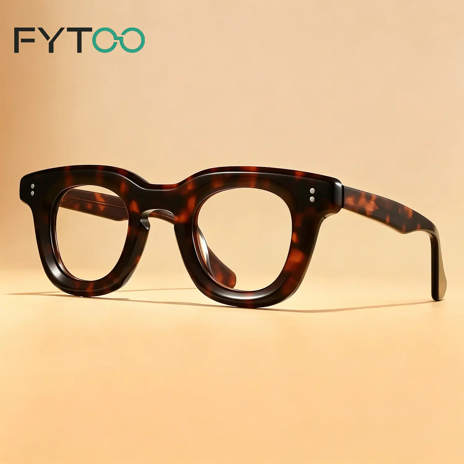 FYTOO Retro Tortoise Resin Round Thick Glasses Frame - Unisex Non-Prescription Casual Streetwear Eyewear, Light Luxury Art Business Style, All-Seasons Daily Wear, Perfect Gift (747633), Vintage Streetwear