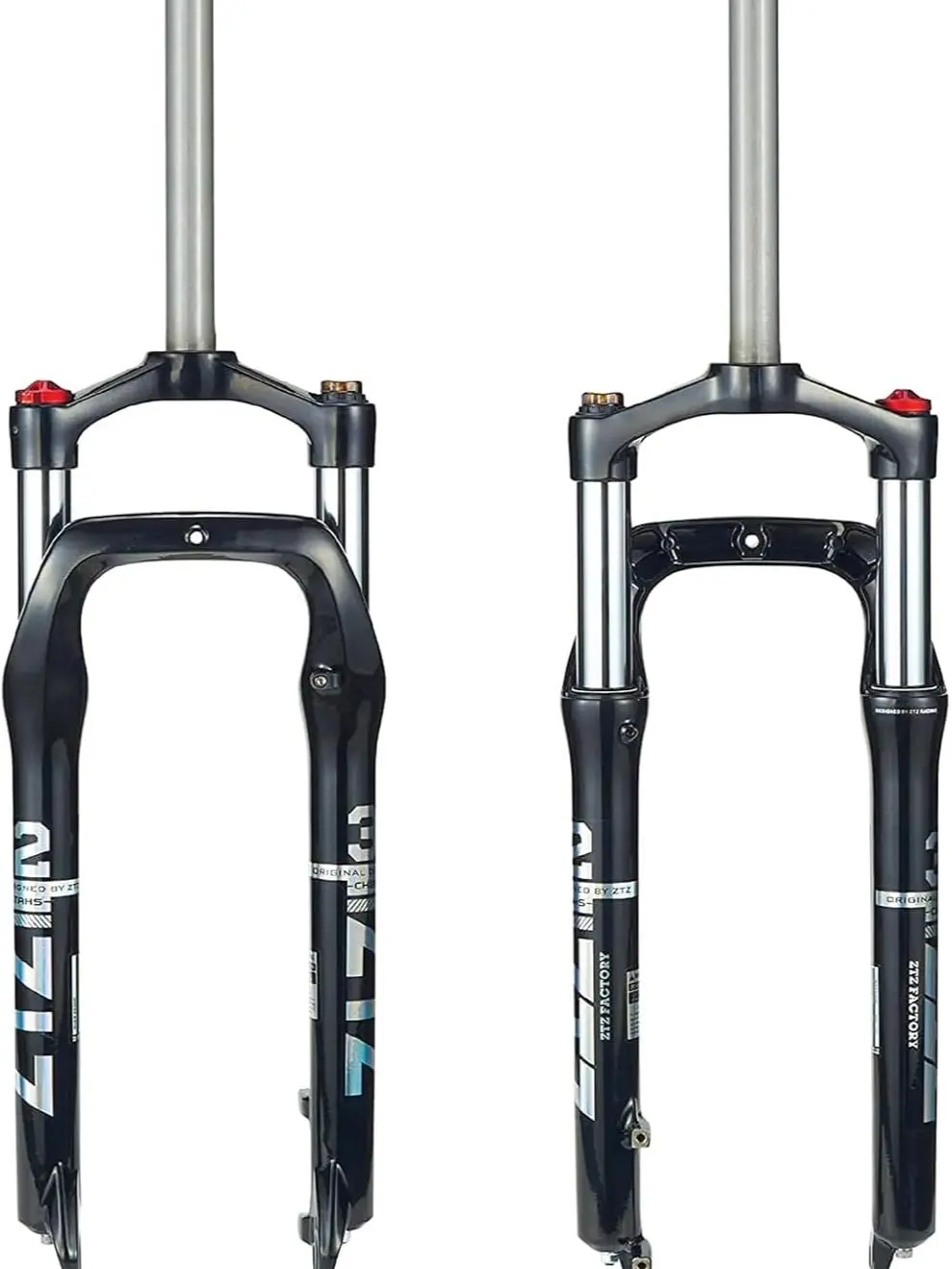 ZTZ 26 x 4.0 inch Fat Tyre MTB Suspension Fork - 100 mm Travel, 135 mm Spacing Hub, 9 mm QR, Manual Lockout Oil Spring Mountain Bike Front Fork, Ideal for Snow Beach XC Mountain Bikes
