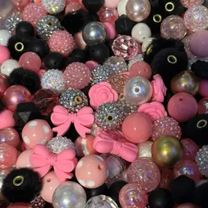 Pretty in pink. DIY Beading Craft Kit, Plastic Beads and Silicone Beads in Pink, Black, Silver and Gold, Jewelry Making Supplies for DIY Beading Projects