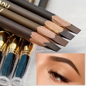 4pcs Ultimate Waterproof Eyebrow Pencils - Smudge-Proof, Long-Lasting Formula with Dual-Ended Design & Built-In Brush for Flawless, Natural Look - Sulfate-Free, Suitable for All Skin Types