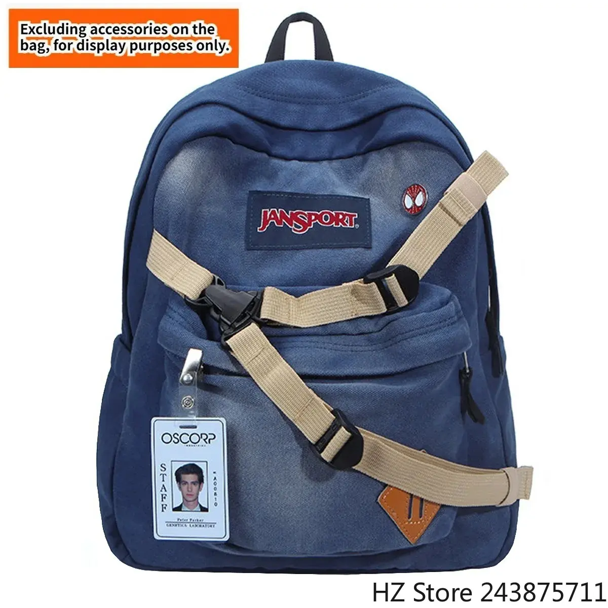 Spider-Man Denim Backpack Spiderman Bookbag Andrew Garfield Backpack Travel BookBag Laptop Bag for Birthday Gift 40X30cm