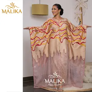 2pcs Dubai African Brocard Boubou Dress With Soft Lining For Women Evening Party Sewing Dashiki Embroidery Lace Long Robe