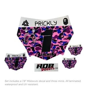 MotoCutz Style Number Plate Decal — Purple/ Pink/ Blue Designer Camo