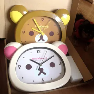 Cartoon Rilakkumas Bear Wall Clock Cute Korilakkuma Mute Seconds Quartz Clock Large Wall Mounted Clock Bedside Room Home Decor