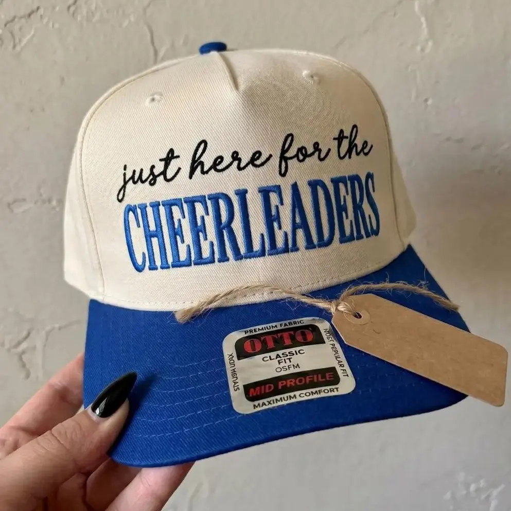 Just Here For The Cheerleaders Hat Embroidery Cute Cheer Mom Sports Cap, Funny Embroidered Hat, Embroidered trucker hat