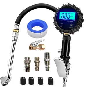 Digital Tire  Gauge with Inflator, 250 PSI,Heavy Duty Air Compressor Accessories, with Rubber Hose Lock on Air Chuck and Quick Connect Coupler (YS-DTP-B)