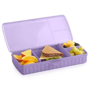 Lunch N Things Container - Reusable 4-Compartment Hard Shell Storage Box for Snacks & School Supplies - Eco-Friendly & BPA-Free