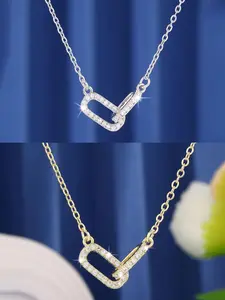 Elegant Vintage Zircon Geometric Pendant Necklace Chain, Statement Necklace, Women's High-End Luxury Fashion Jewelry, Versatile All Season Accessory, Necklace Gift, Zircon Gemstone Necklace