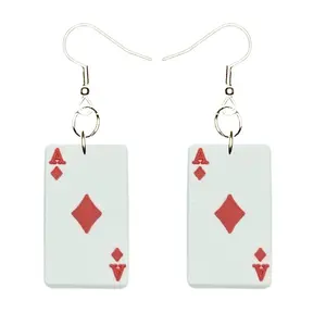 Ace of Diamonds Earrings Hypoallergenic Silver Plated Fishhooks Yazzle Dazzle Original Artwork Casino Poker Blackjack Spades Hearts Diamonds Clubs