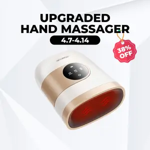 [Plus Model] CINCOM White Gold New Hand Massager, Rechargeable Finger Soother with Adjustable Comfort Settings, Soothing Warmth, User-Friendly Display—Perfect for Relaxation and an Ideal Gift for Loved Ones