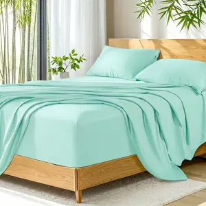 Queen Bamboo Bed Sheet Set, Deep Pocket Fit Up to 21", Breathable Cooling Fabric, Silky Soft Hotel Collection with Matching Pillowcasesasy Care, Includes Pillowcases
