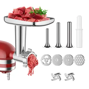 Metal Meat Grinder Attachment for KitchenAid Stand Mixer,Food Grinder Attachment,Meat Grinder KitchenAid Includes 4 Grinding Plates,3 Sausage Stuffer Tubes,2 Grinding Blades
