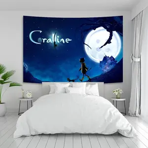 Anime Tapestry Wall Art - Coraline Movie Inspired Bohemian Fabric Hanging Decor, Living Room Decor, Perfect Holiday Gift for Family Friendsvalentine's gift for bf