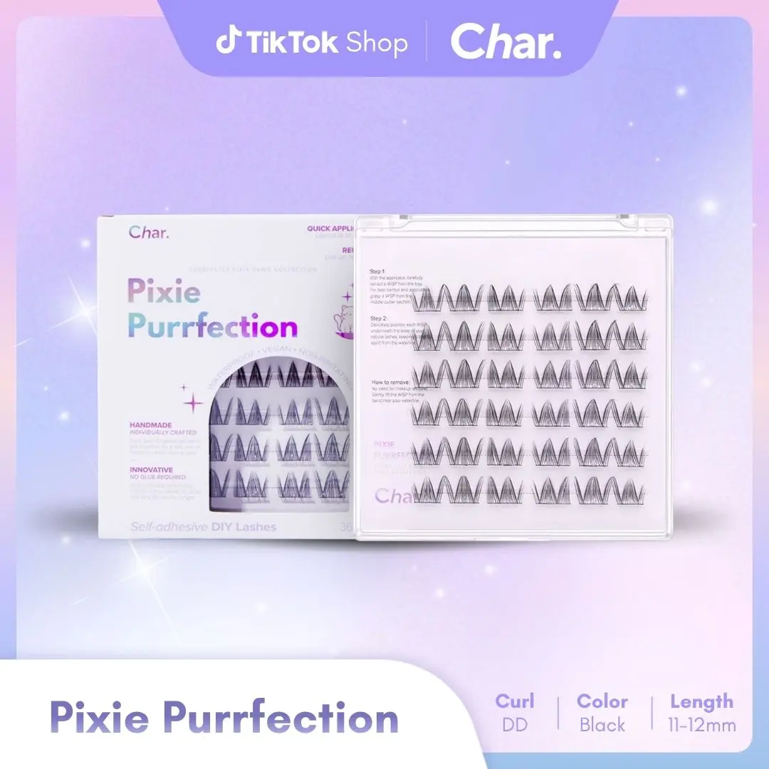 Pixie Purrfection - Pre Glue , Manga, Wispy Dramatic Lashes 36 Wisps for Natural Look Effortless Application Long Lasting Wear