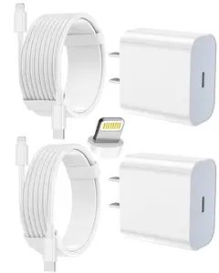 2-Pack 20W Super Fast Charging USB-C Wall Charger Block with 2-Pack USB-C to Lightning Cable for iPhone 14 Pro Max, 13/12/11，and so on
