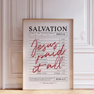 Jesus Paid It All Print, Modern Christian Wall Art, Retro Bible Verse Prints, Trendy Scripture Wall Art, Guest Check Poster, Y2k Room Decor