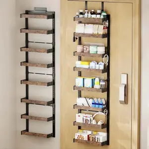 8-Layer Over The Door Pantry Organizer, 2-In-1 Wall Mount or Hanging Spice Rack Seasoning Shelf, 8 Basket with Adjustable Height of 1.8'', for Kitchen Cabinet, Room Closet, Pantry