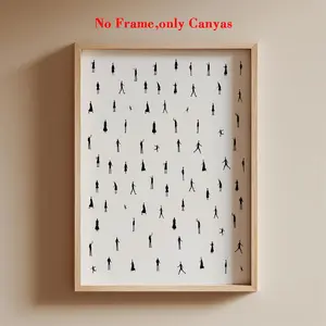 Vintage Poster Wall Art, Walking Figure Print, Simple Miniature Silhouette Canvas Painting, Living Room Decor, Bedroom Aesthetic Design, Frameless