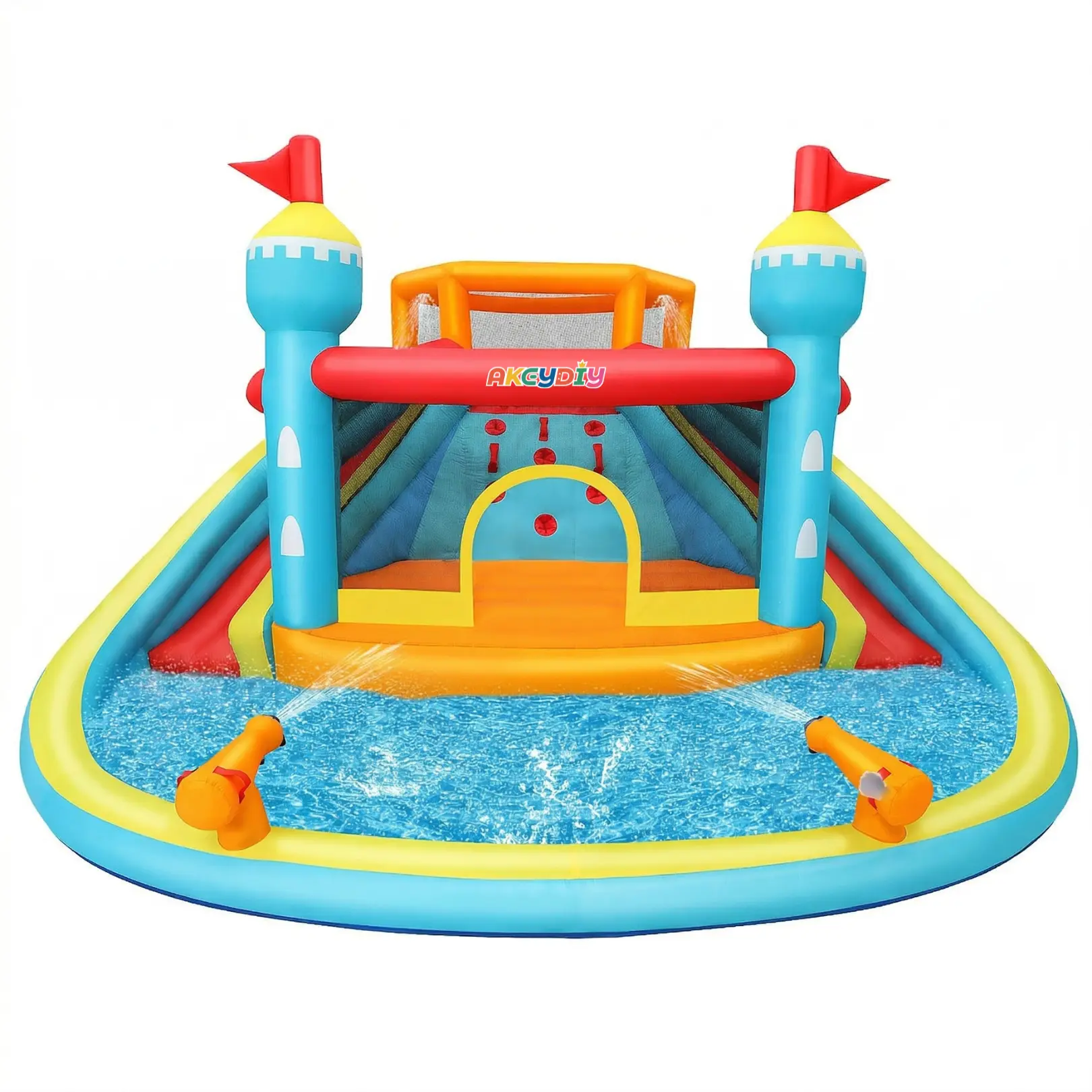 Whubefy Inflatable Water Slides Bounce House for Kids, Thick Durable PVC Jumping Bouncy Castle with 2 Long Slides, Large Splash Pool, Climber Water Park with 520W Blower, Blow Up Slides for Kids Backyard Summer Outdoor Fun, mothersdaygift, Summervibes
