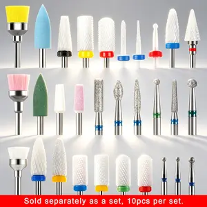 10 Styles Carbide Nail Drill Bits, Rotate Electric Ceramic Milling Cutter, Manicure Gel Polish Remover, Nail Files Pedicure Tools, Nail File Kit