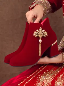 Elegant Women's High Heel Wedding Shoes, Fashion Short Boots for Parties, Party Footwear, Perfect for Weddings and Gatherings