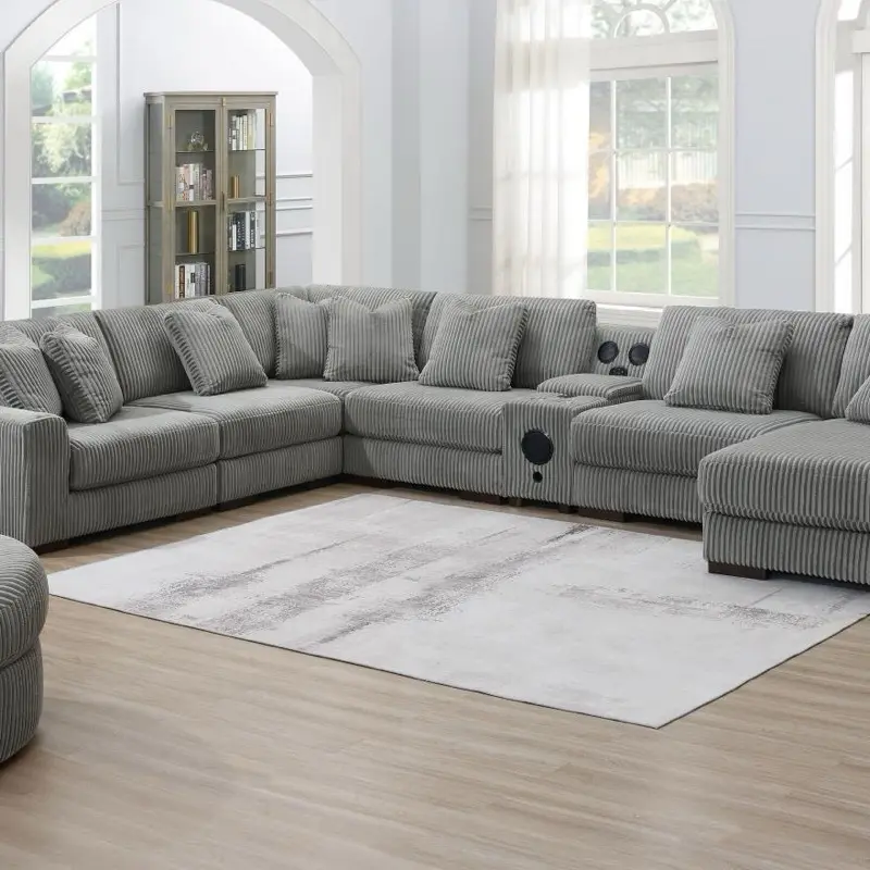 NEW GORGEOUS SECTIONAL COUCH WITH PILLOWS AND CUP HOLDERS