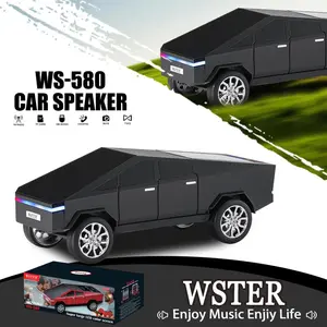 WS-580 pickup truck model Bluetooth speaker, Multifunctional wireless speaker, LED display screen, RGB lighting effect, surround sound, indoor and outdoor party birthday gift, car audio connected to smartphone, retro car style, gift for boy