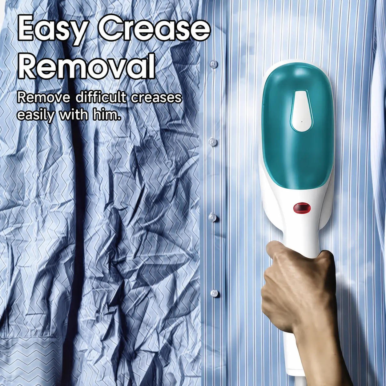 Compact Handheld Clothes Steamer with Hanging Ring & ABS Construction, Rapid Heat-Up Plug-In Home-Office Travel Iron for Deep-Steam Clothing Crease Removal (For Travel Users)