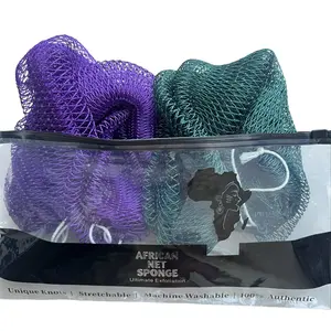 African Net Sponge Authentic, Shower Loofah Exfoliating Bath Sponge, Body Scrubber for Women and Men Daily Use Body Care, Travel Portable Bath summervibes