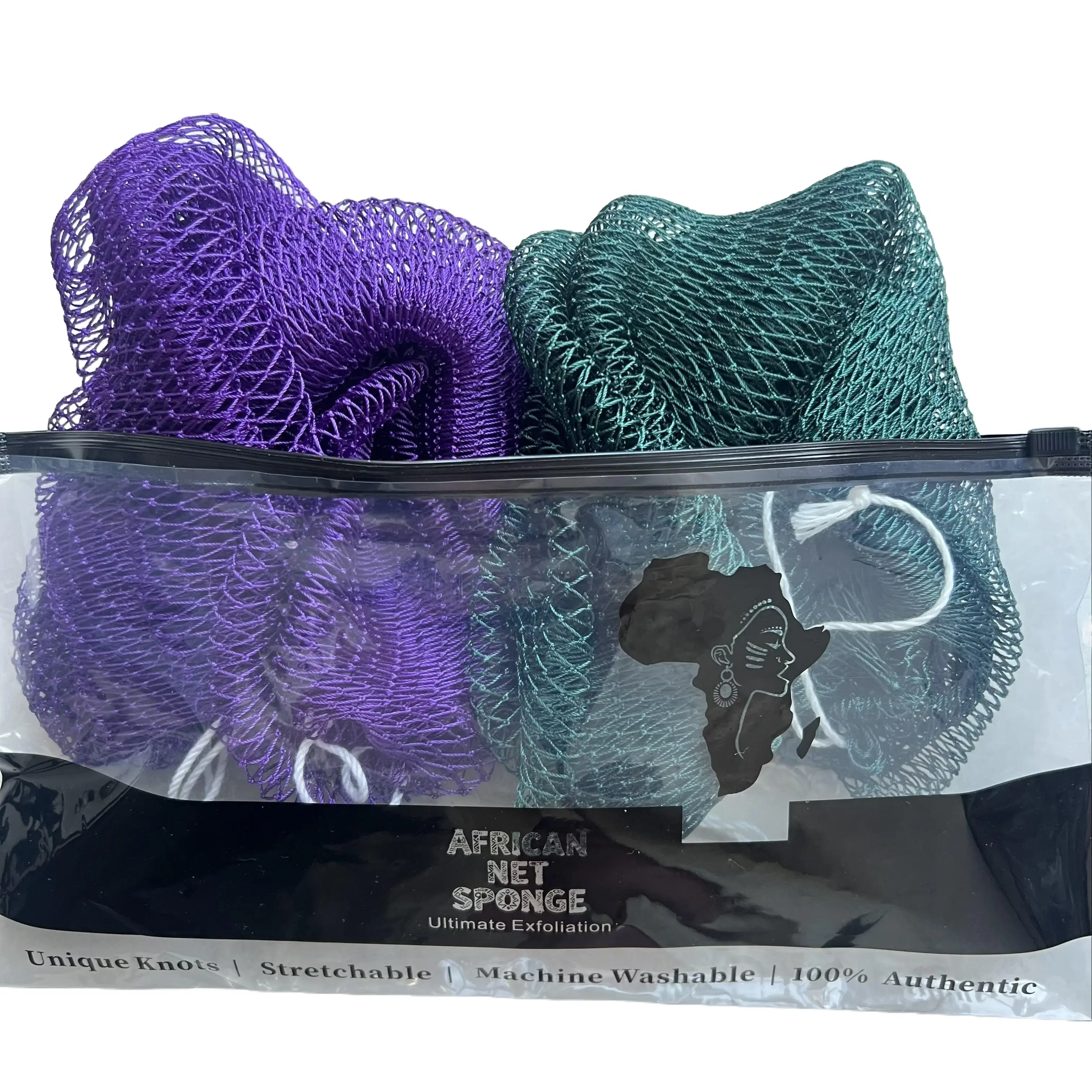 African Net Sponge, 45-Inch Long Exfoliating Back Scrubber, Quick-Dry Stretchable Nylon Mesh Body Loofah for Women and Men, African Net Sponges, Exfoliating Net Sponge Loofahs, Sponges, & Poufs