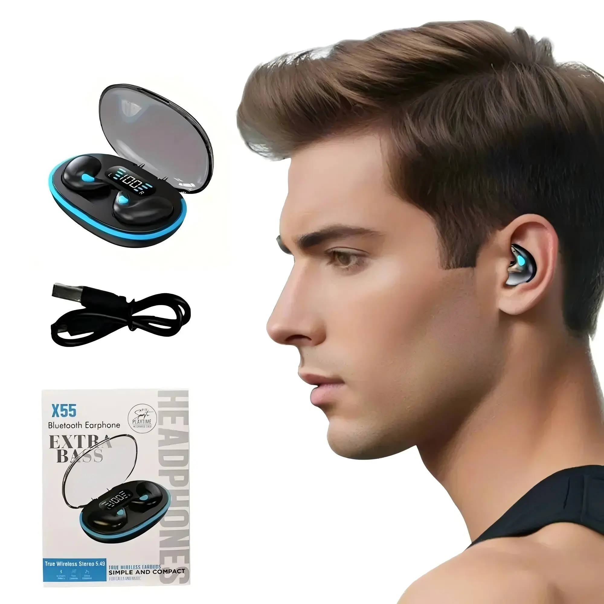 WIRELESS EARBUDS "ULTIMATE SOUND"Hi-Fi Audio + Real-Time Battery Display，Perfect for Running, Gaming, Skate & Skiing! Headphone Earphones Invisible Thin bluetooth-compatible isolating noise auriculares sleep tkok shop cyber monday, Headset, Noise Cancella