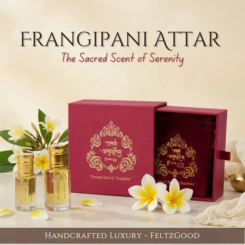 Frangipani Attar Perfume Oil, a Floral Fruity Woody & Tropical Bloom Scent, Alcohol-Free Unisex Daily Wear Fragrance, Hydrodistilled in Sandalwood Oil Base