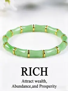 2026 Women's Chinese Style Bamboo Knot Luck Bracelet, Artificial Crystal Beads, Lunar New Year Gift, Daily Wear, All-Year Accessory, Trendy Bangle, Beaded Bracelets