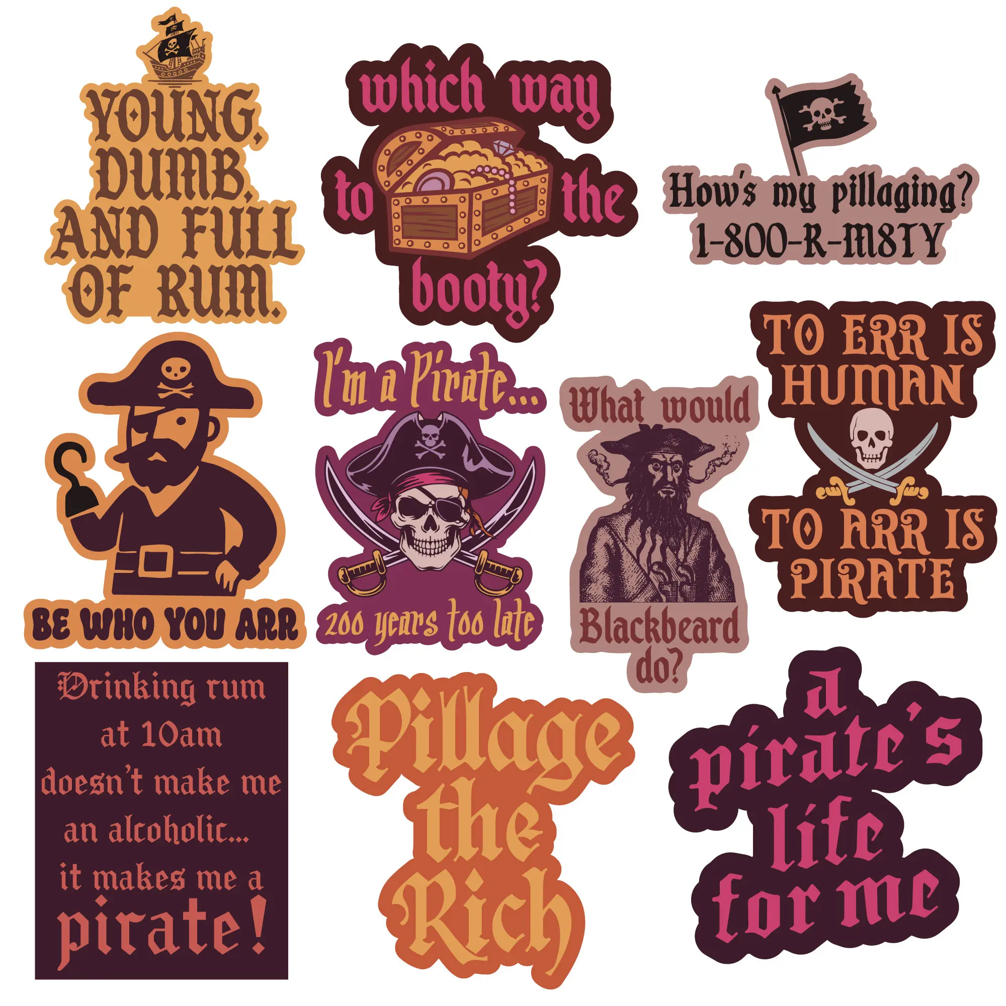 Pirate Sticker Extra Large Stickers Funny Buccaneer Adhesives with Memes Funny Stickers with Colorful Graphic Decals Funny Multi - Pirate Sticker Extra Large Stickers Funny Buccaneer Adhesives with Memes Funny Stickers with Colorful Graphic Decals Funny Multi -