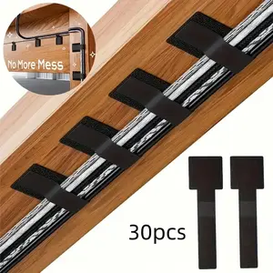 Back Adhesive Velcro Cable Organizer, Data Line Storage Solution, Computer Wire Management Tie-Downs, Desktop Cord Fixing Tool