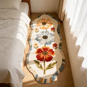 Modern Farmhouse, Long Striped Carpet, Decorative Area Rug for Living Room Bedroom, Washable Easy Clean Plush Mat, Contemporary Home Decor