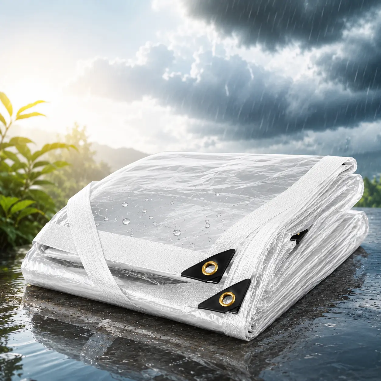 10x13FT Clear Waterproof PE Tarp, TransparentOutdoor Cover with Metal Grommets,Protective Tarp for Patio, Greenhouse, Porch,Garden and Outdoor Use sohochic