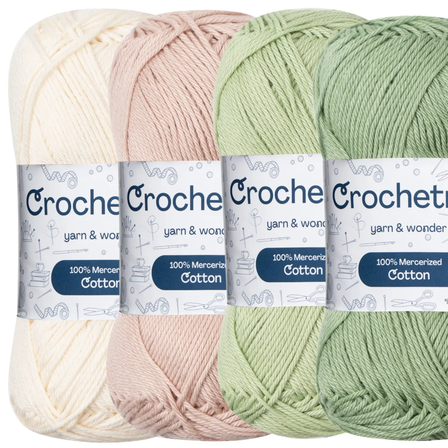 Crochetree Mercerized Cotton Yarn - 4-Ply Fingering Weight, 50G (125M / 136Yds) for Crochet, Amigurumi, Garments, Accessories, Dolls and Toys with Excellent Stitch Definition