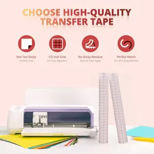 Transparent Vinyl Transfer Tape with Alignment Grid, No Residue, Multi-Use for Stickers, Windows, Walls, Floors, Tables, Doors